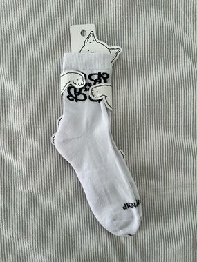 Ripndip White Crew Socks with Black Logo